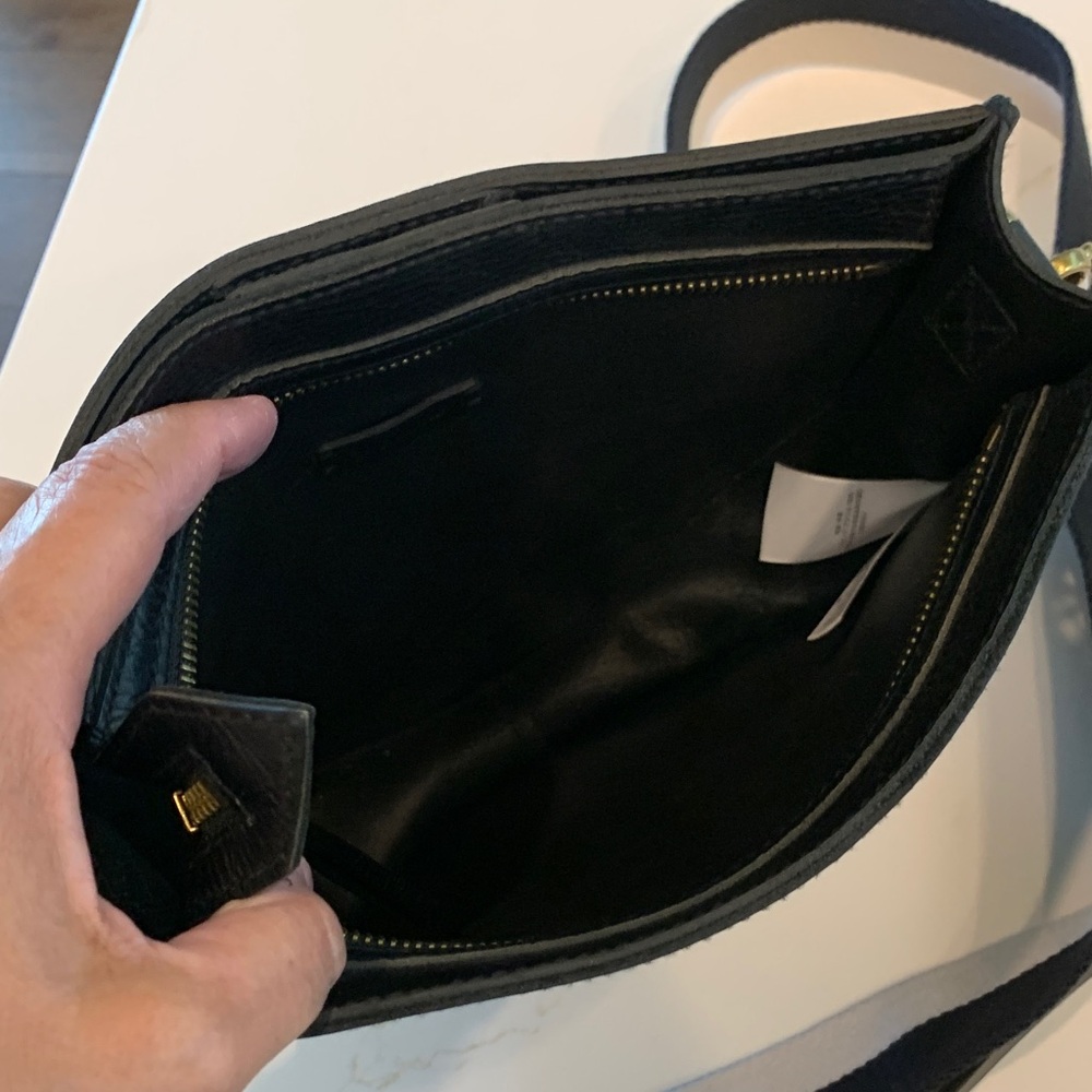 Madewell Black Leather Cossebody Bag with Striped Strap & Solid strap NWOT - Picture 5 of 15
